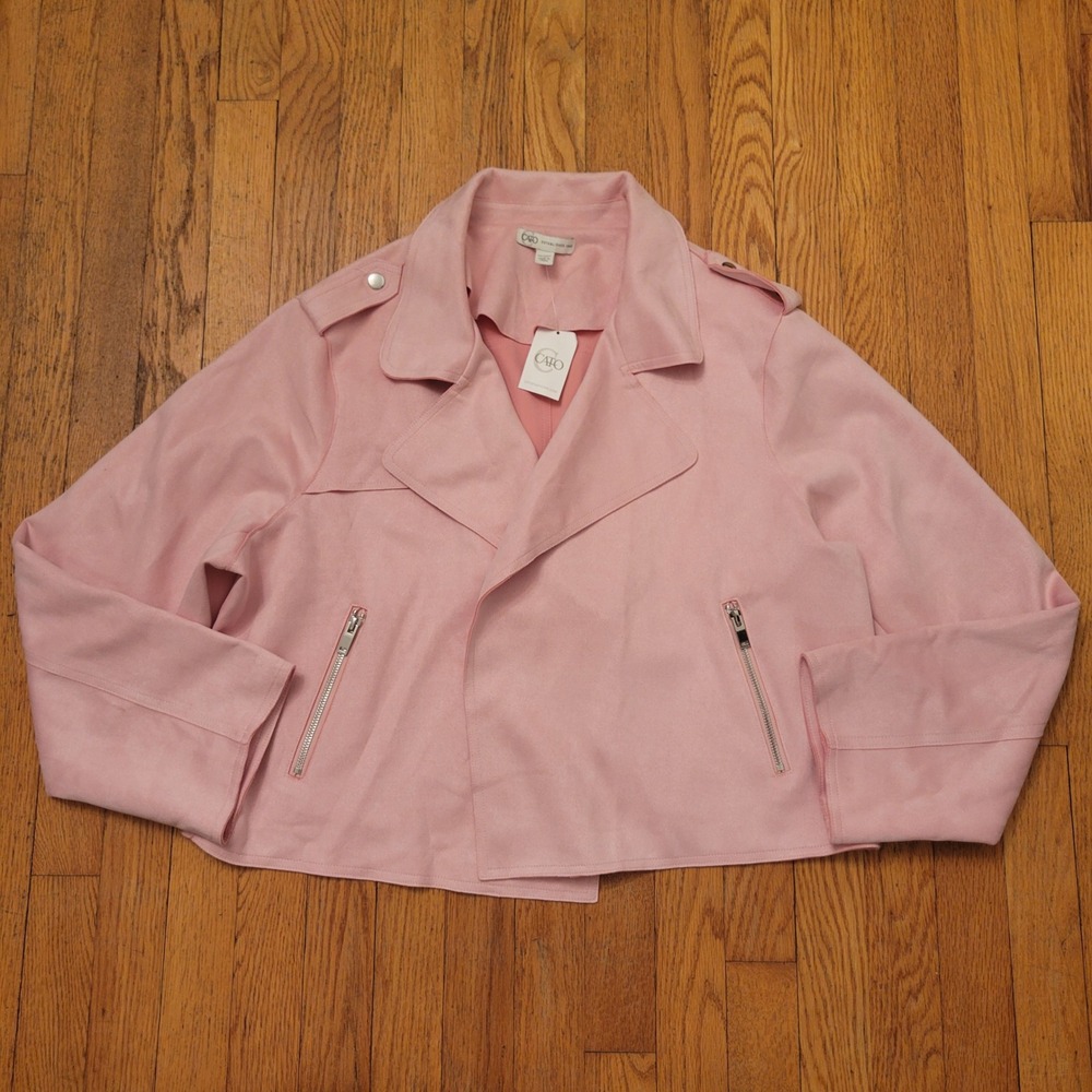 Cato 18/20W Moto Jacket Pink Faux Suede Barbiecore Bomber Spring Layer Soft Girl